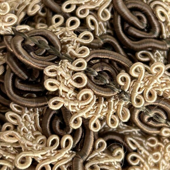 7' 1/2" Yards Eyelet Ribbon Trim Two Craft Lace Sewing Brown & Cream - Picture 1 of 4